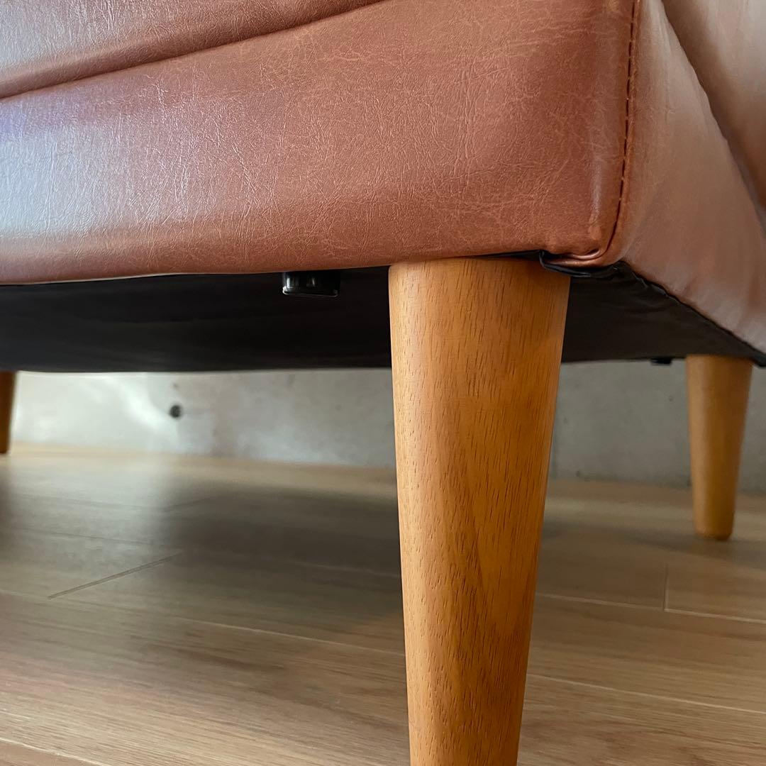 ソファ 2人掛け ブラウン PVC