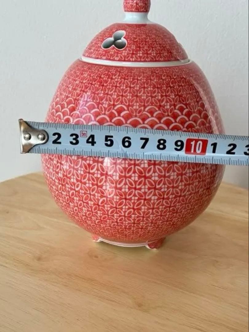 中尾龍純　染付紅七宝文　香炉