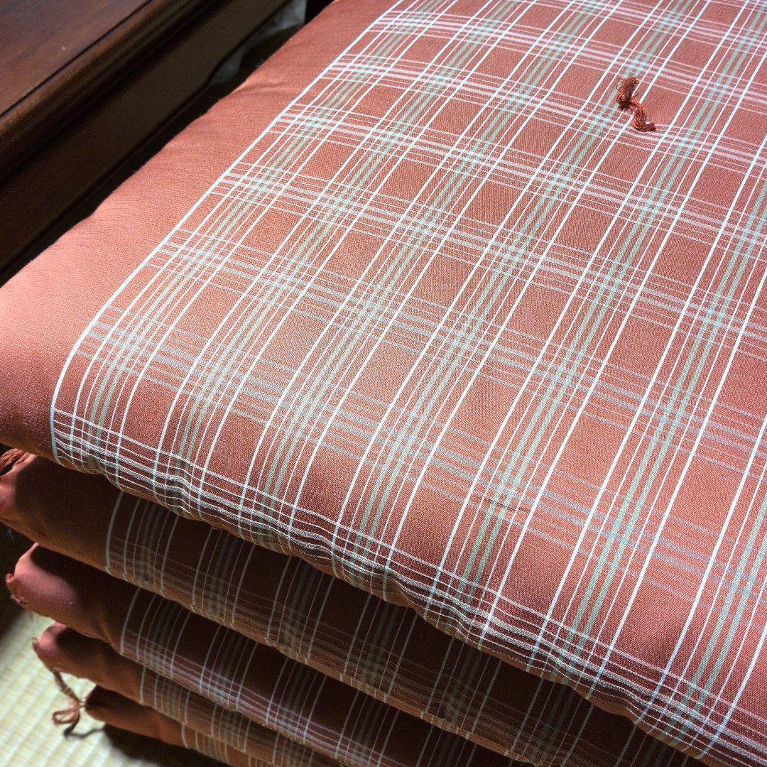 八端判 座布団 ピンク系 チェック柄 5枚組 百貨店購入 新品未使用