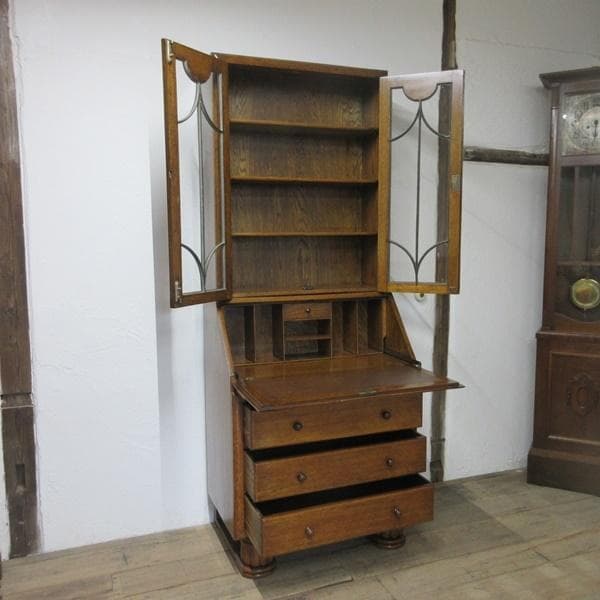 イギリス アンティーク 家具 ビューローブックケース デスク 本棚 6758c
