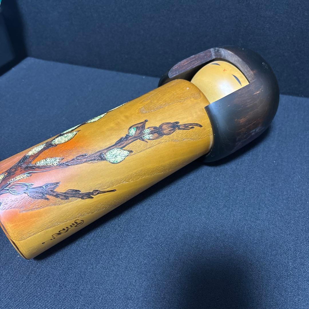 大サイズ 卯三郎 創作こけし ねこやなぎ 31センチ木札付き 箱入り