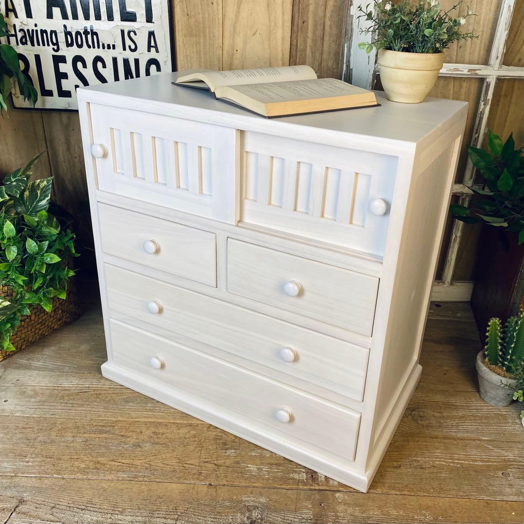 大幅値下げセール中！木製多引き出し桐チェストタンスAホワイト56㎝×58㎝