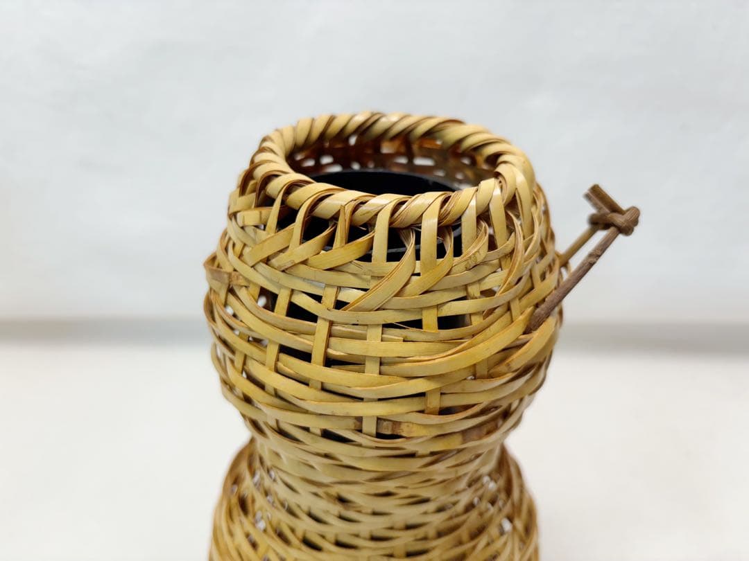 未使用 華道具 白竹 瓢箪形 花入 ひさご 掛置兼用 おとし付き 元箱