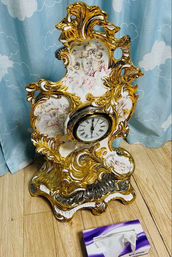 ✨ イタリア製 Ahura（アウラ） ゴールド 陶磁器エンゼル置時計