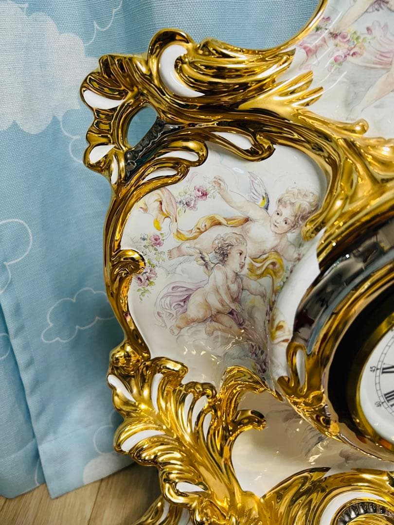 ✨ イタリア製 Ahura（アウラ） ゴールド 陶磁器エンゼル置時計