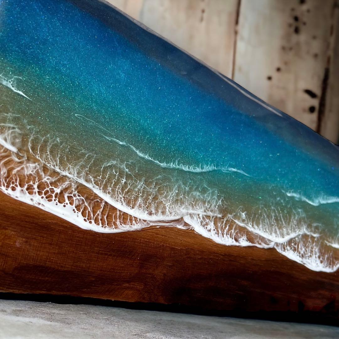一枚板　レジンアート　海アート　インテリア　オーシャンアート　無垢　レジン
