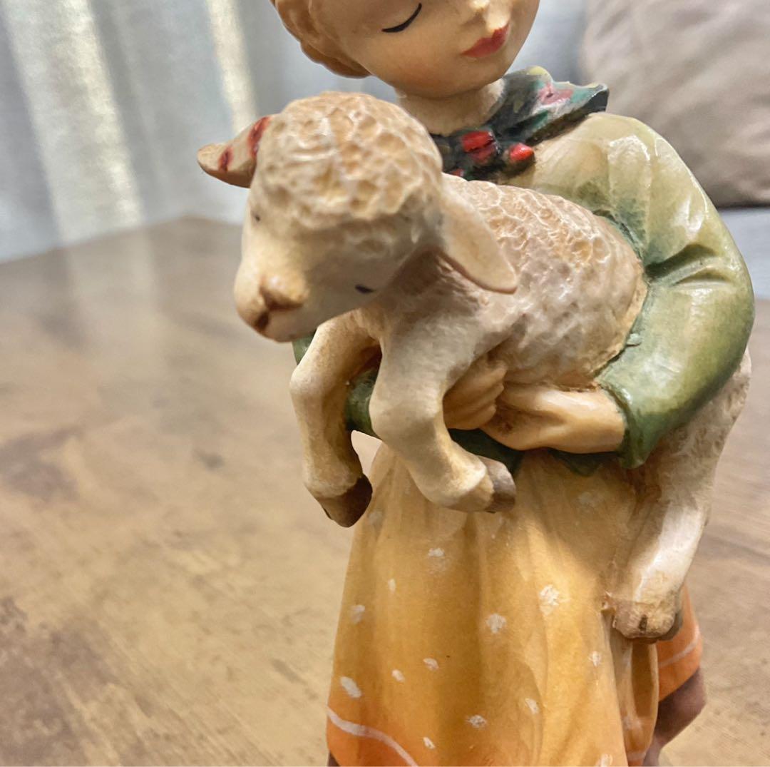 【限定2250体】アンリ/少女と子羊像/アンティーク置物