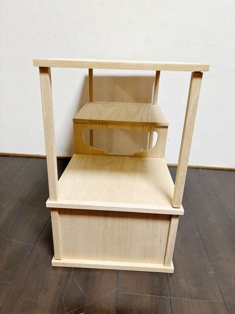 未使用 茶道具 清峯作 桐木地 利休袋棚 志野棚 組立式 炉用 点前棚 紙箱
