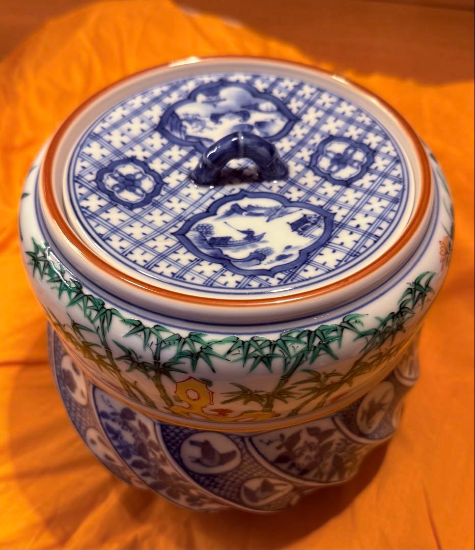 茶道具　水差し(色絵祥瑞四君小図　三浦竹泉作)