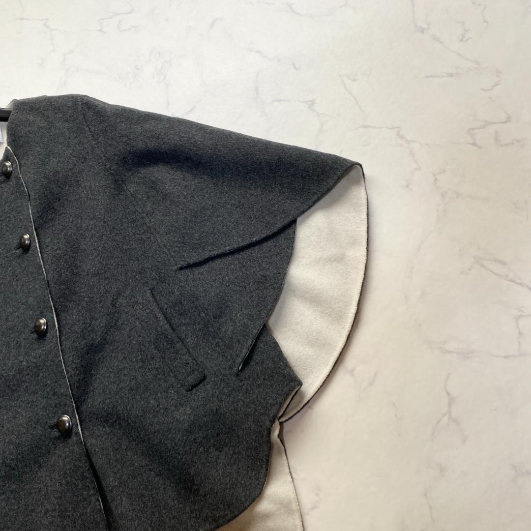 アドーア カシミヤ混 2TONEリバーポンチョ ケープ コート 38