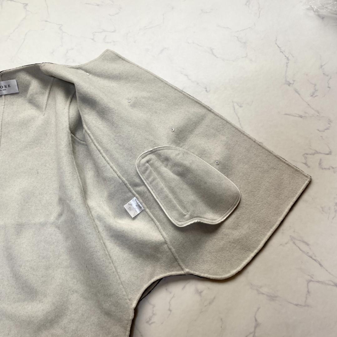 アドーア カシミヤ混 2TONEリバーポンチョ ケープ コート 38