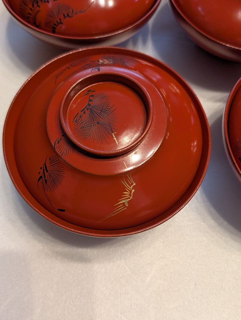 明治期 朱塗 蓋付 吸物椀 お椀 9客 ＋蓋のみ