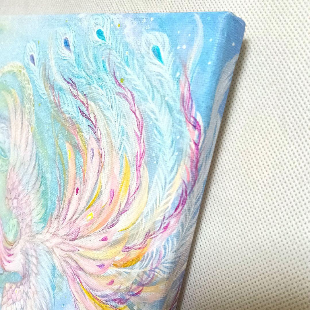 No.510　F4キャンバス　原画　 鳳凰と龍　　　アクリル画　開運絵画