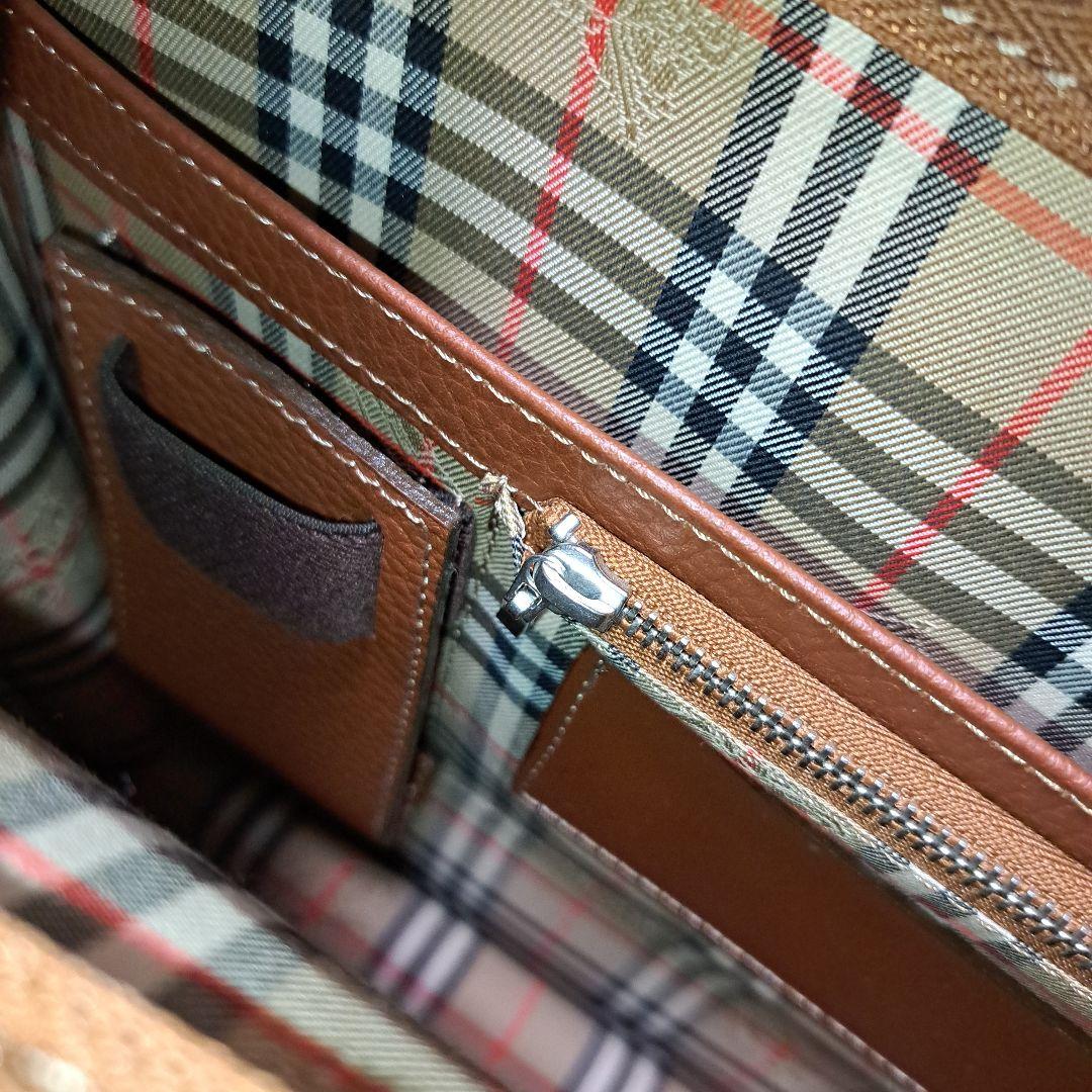 ✨️超美品✨️バーバリー　ビジネスバックノバチェック　オールレザー　ブラウン