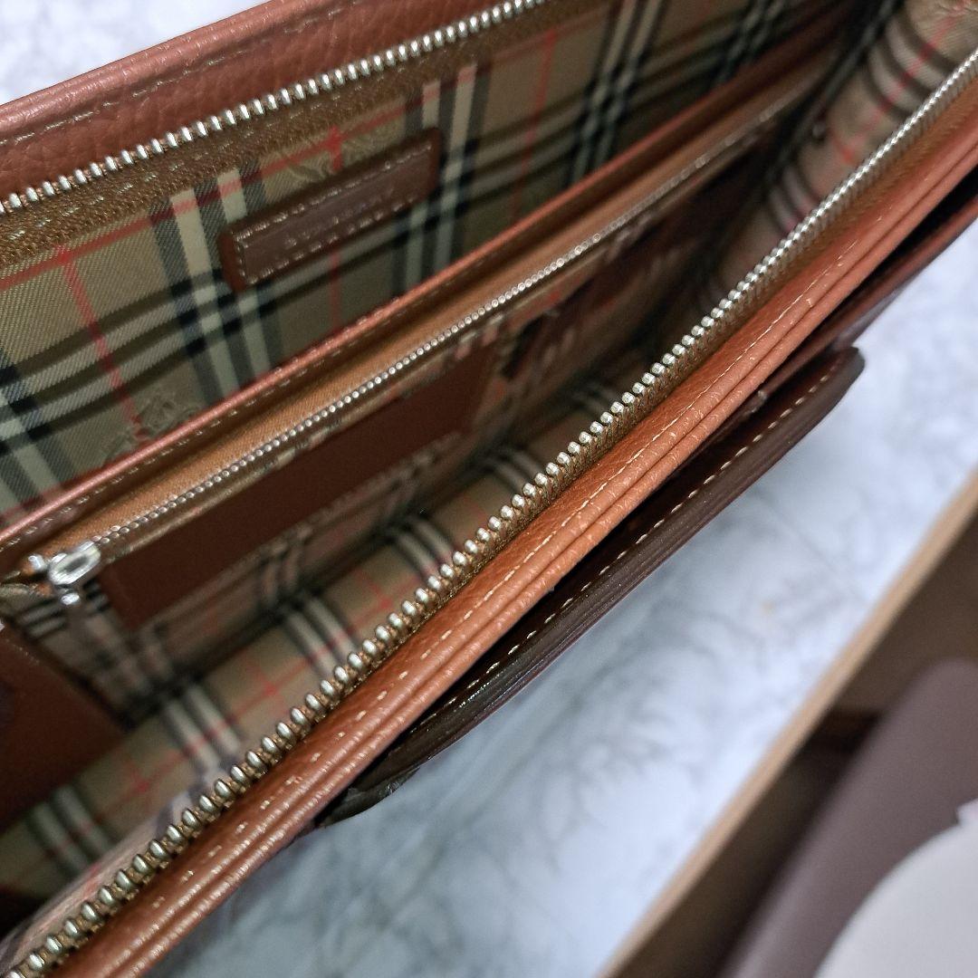 ✨️超美品✨️バーバリー　ビジネスバックノバチェック　オールレザー　ブラウン