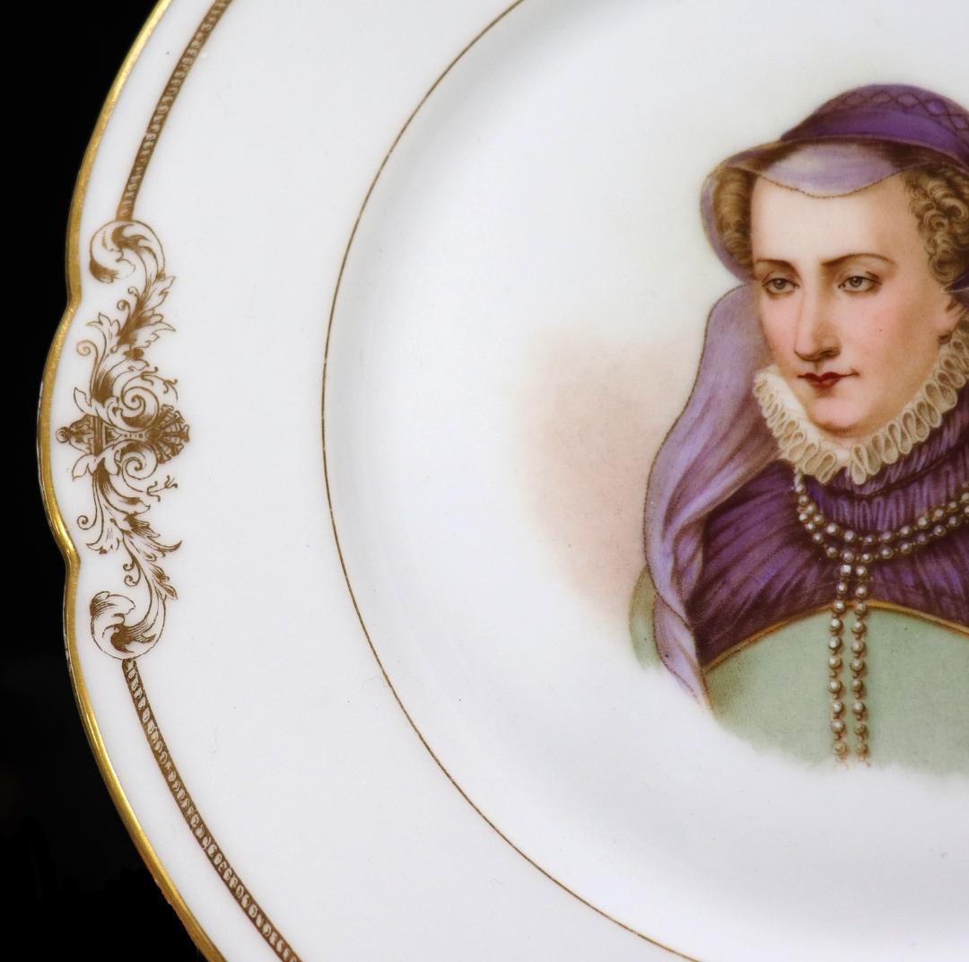 オールド・セーブル 王室特注品1846年製 色絵金彩婦人図皿 ジャンヌ・ダルブレ