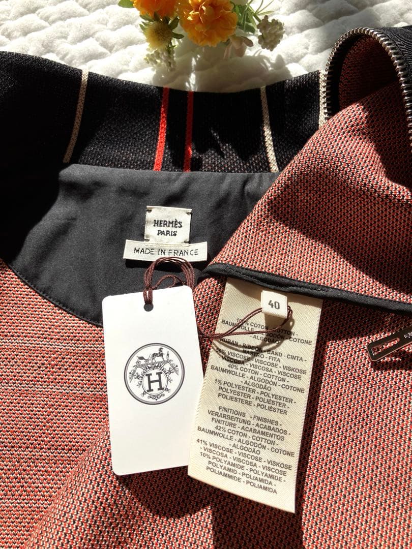 新品 HERMES タータンチェック柄 ジップアップ　ジレ　アウター　ワンピース