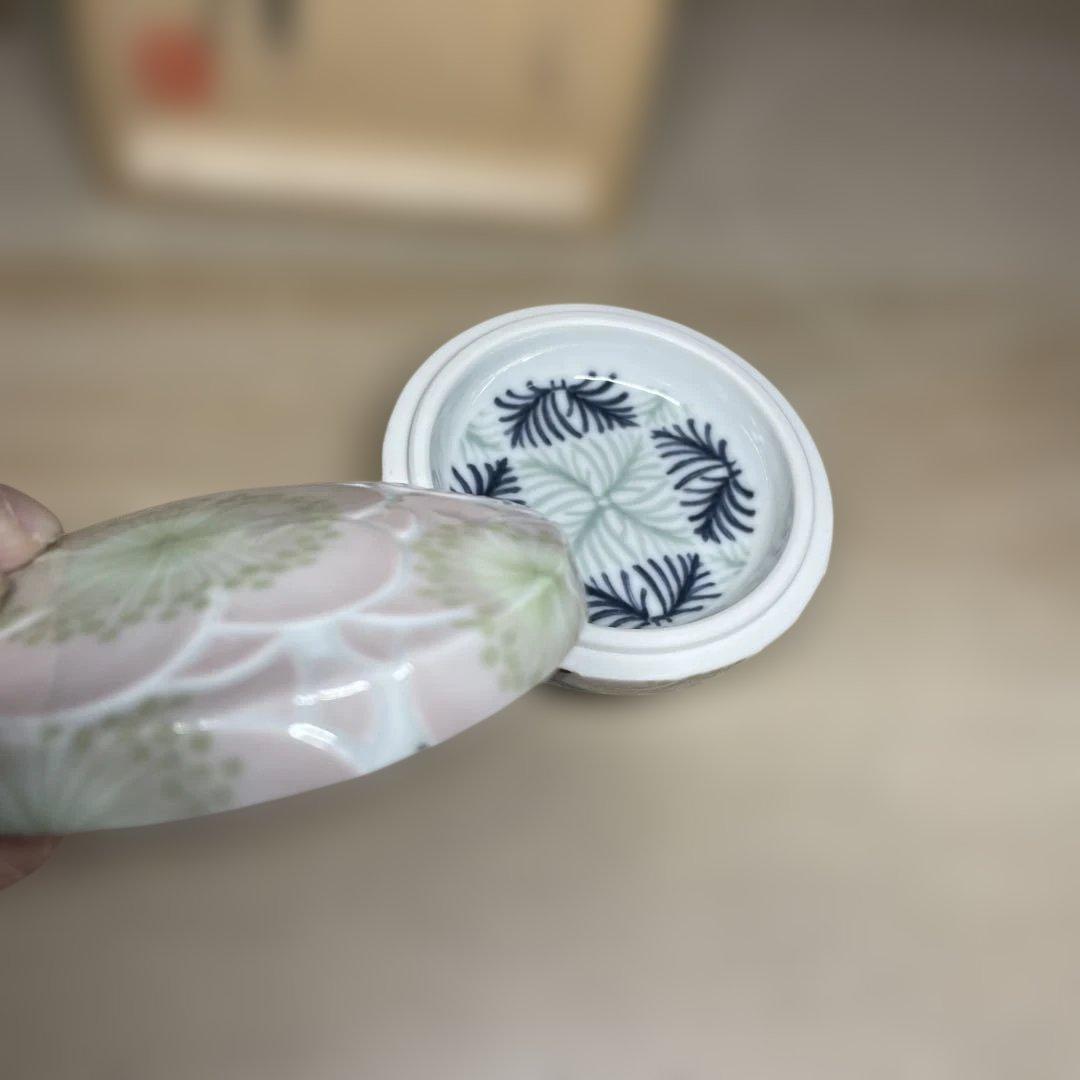 森洋　彩埏梅花文香合　共箱