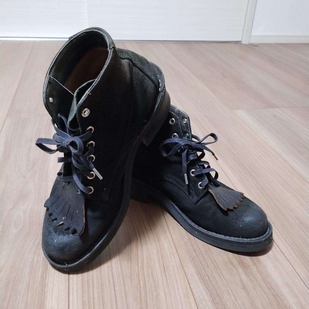 【BEAMS】フリンジ付ダークブラウンスエードワークブーツUS9