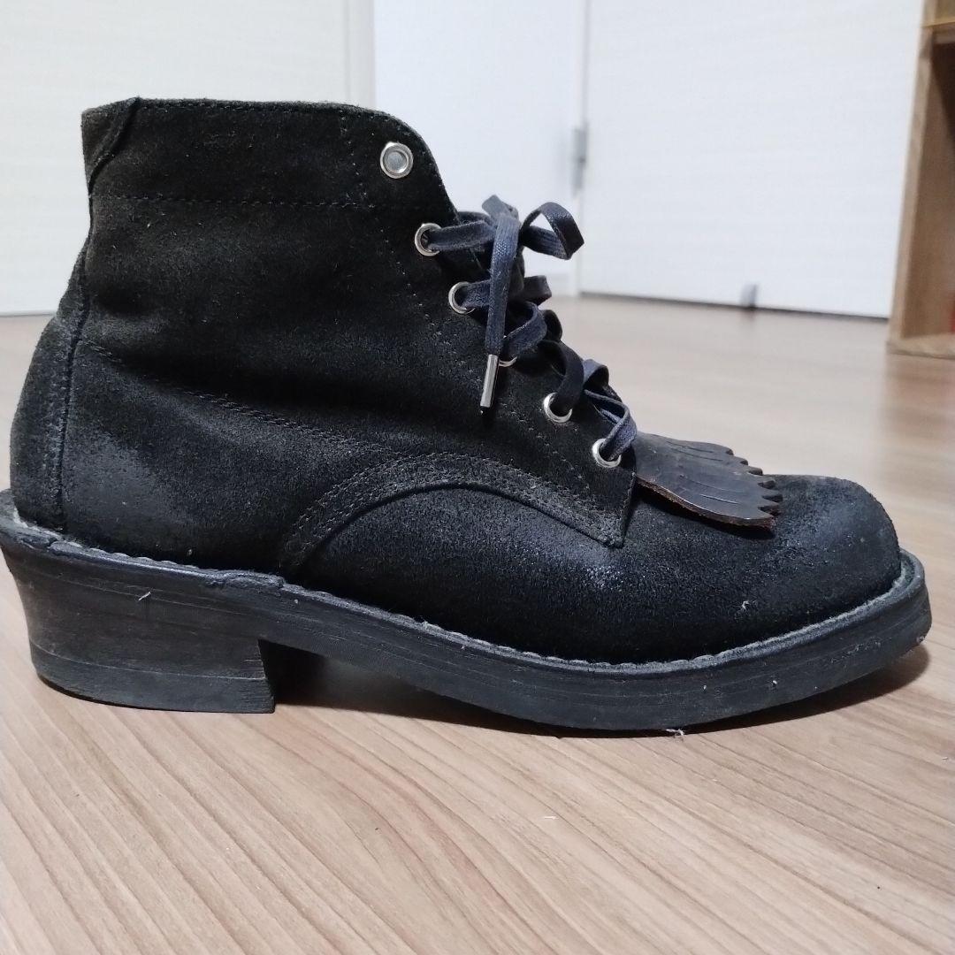 【BEAMS】フリンジ付ダークブラウンスエードワークブーツUS9