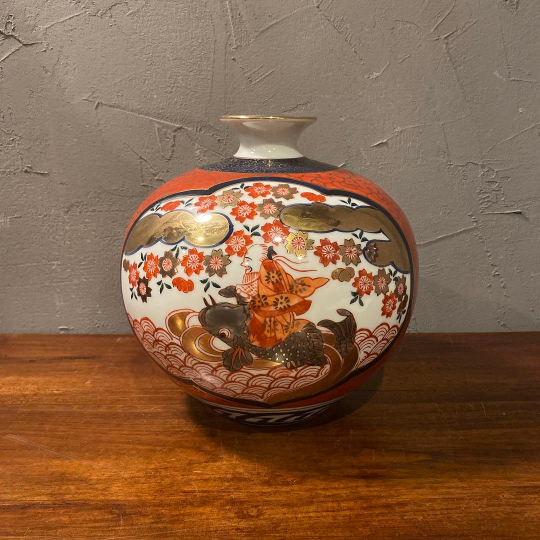 伊萬里 丸壺 骨董品 赤絵 呉須 花瓶 花器 コレクション 古伊万里様式