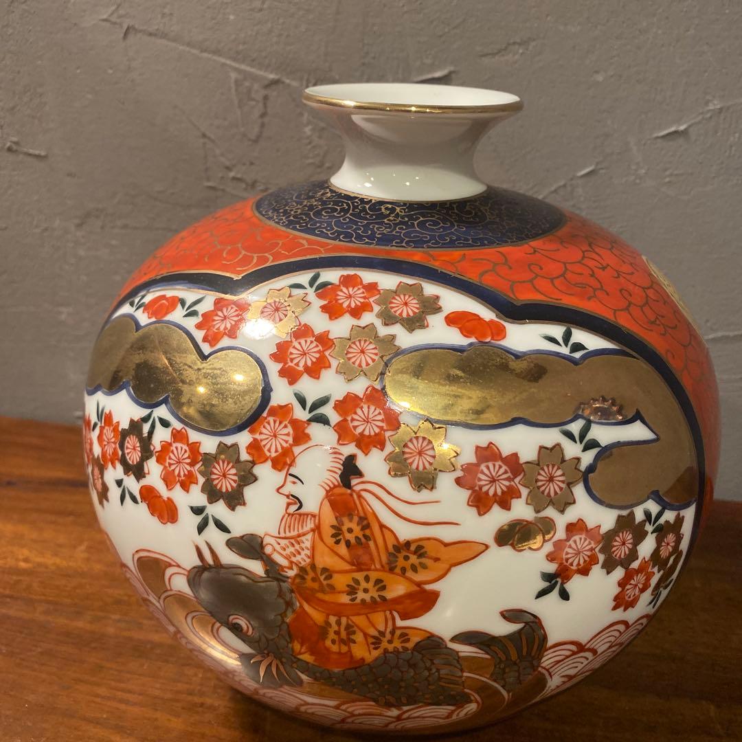伊萬里 丸壺 骨董品 赤絵 呉須 花瓶 花器 コレクション 古伊万里様式