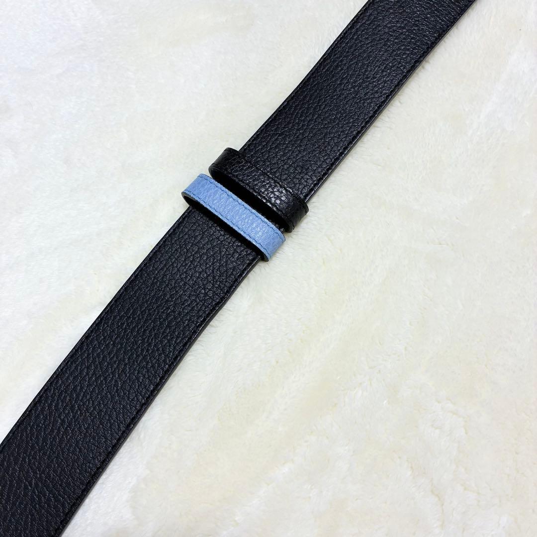 【Whiteboo!!】GUCCI リバーシブルベルト レザー 黒×水色
