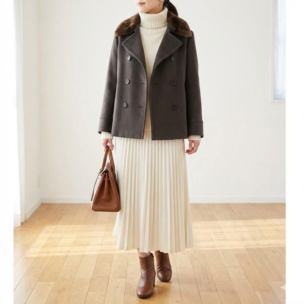 マックスマーラ 42 キャメルヘア ヌートリアファー ピーコート 白タグ