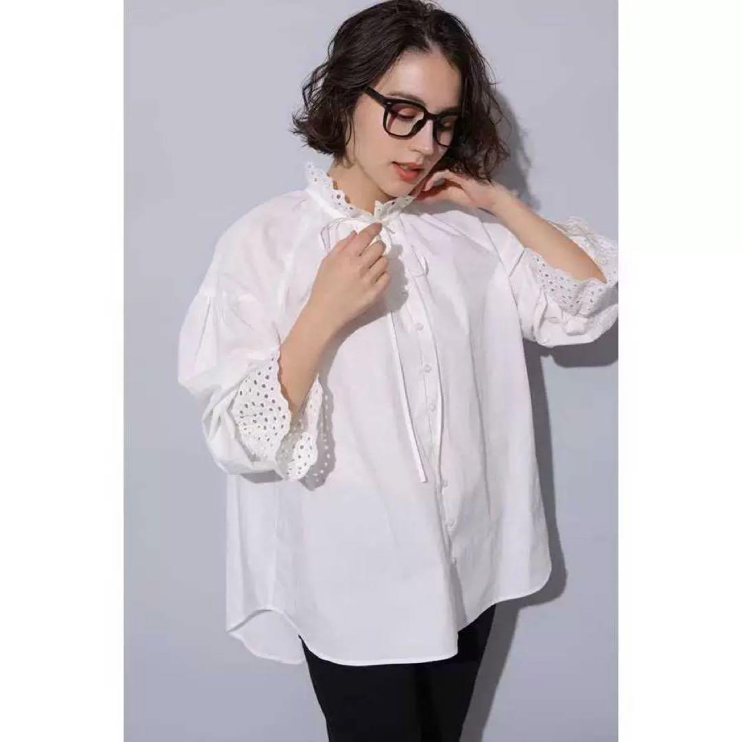新品 アルページュストーリー 刺繍 レース ブラウス 白 ホワイト