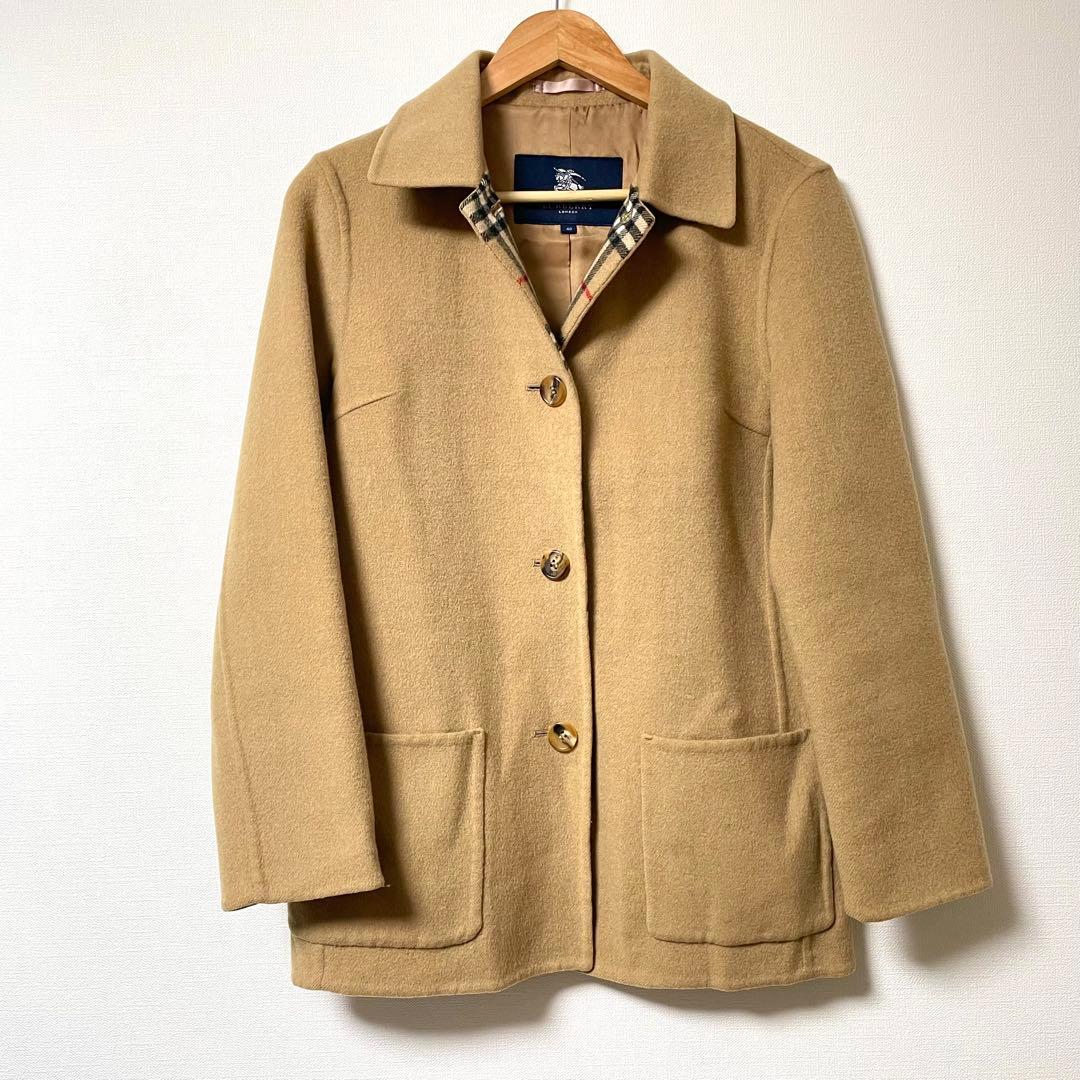 極美品　バーバリー　ダブルフェイス　カシミヤ　コート　ノバチェック　40