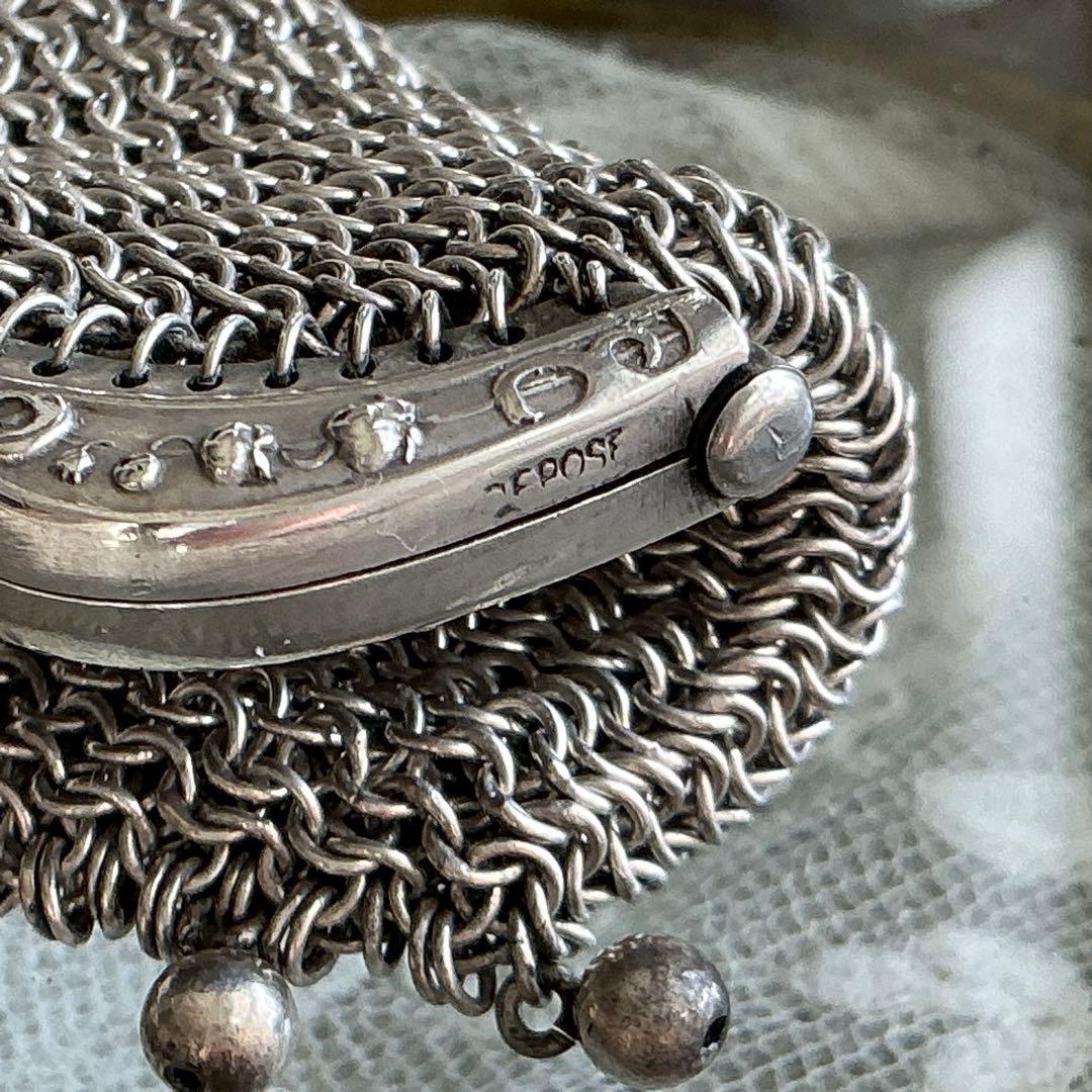 フランスアンティーク　すずらん　シルバー　純銀　パース　シャトレーン