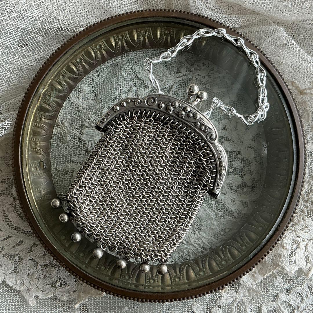 フランスアンティーク　すずらん　シルバー　純銀　パース　シャトレーン