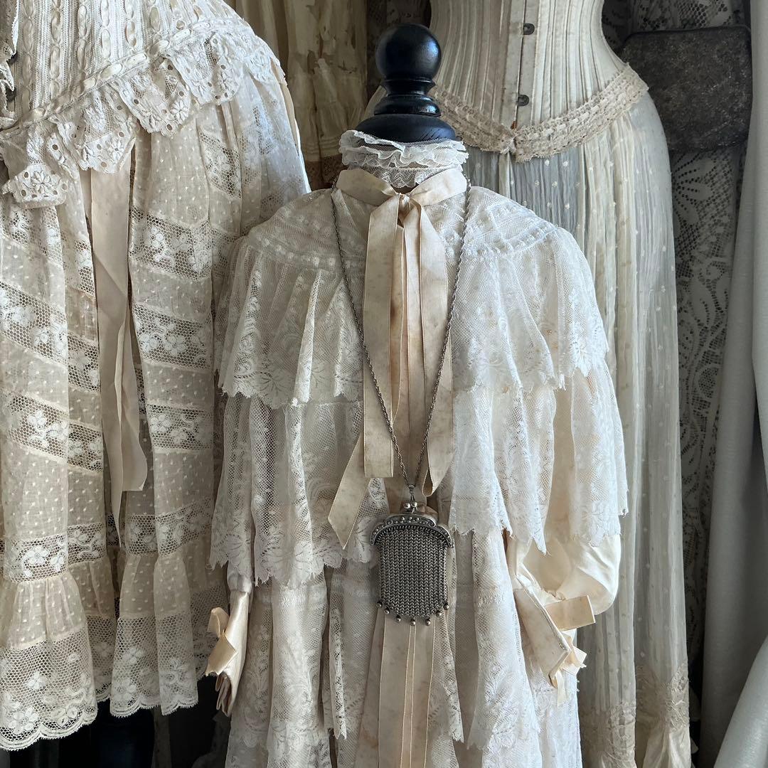 フランスアンティーク　すずらん　シルバー　純銀　パース　シャトレーン