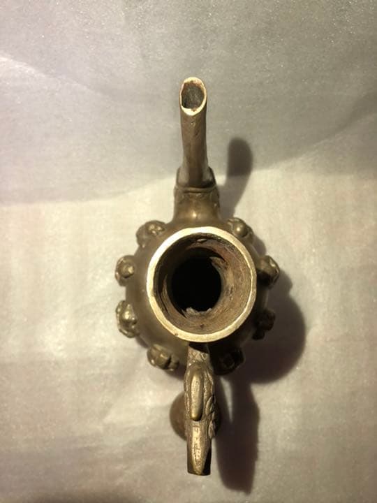 骨董品　古代酒器 酒壺　八仙人紋銀細工　在銘