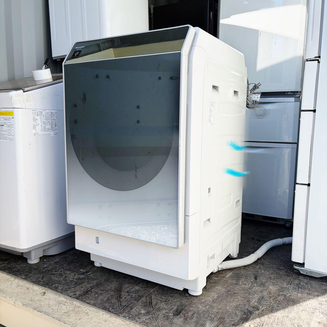 68運搬取付無料！シルバー・純正SHARP大容量ドラム式洗濯乾燥機！完動品超美品