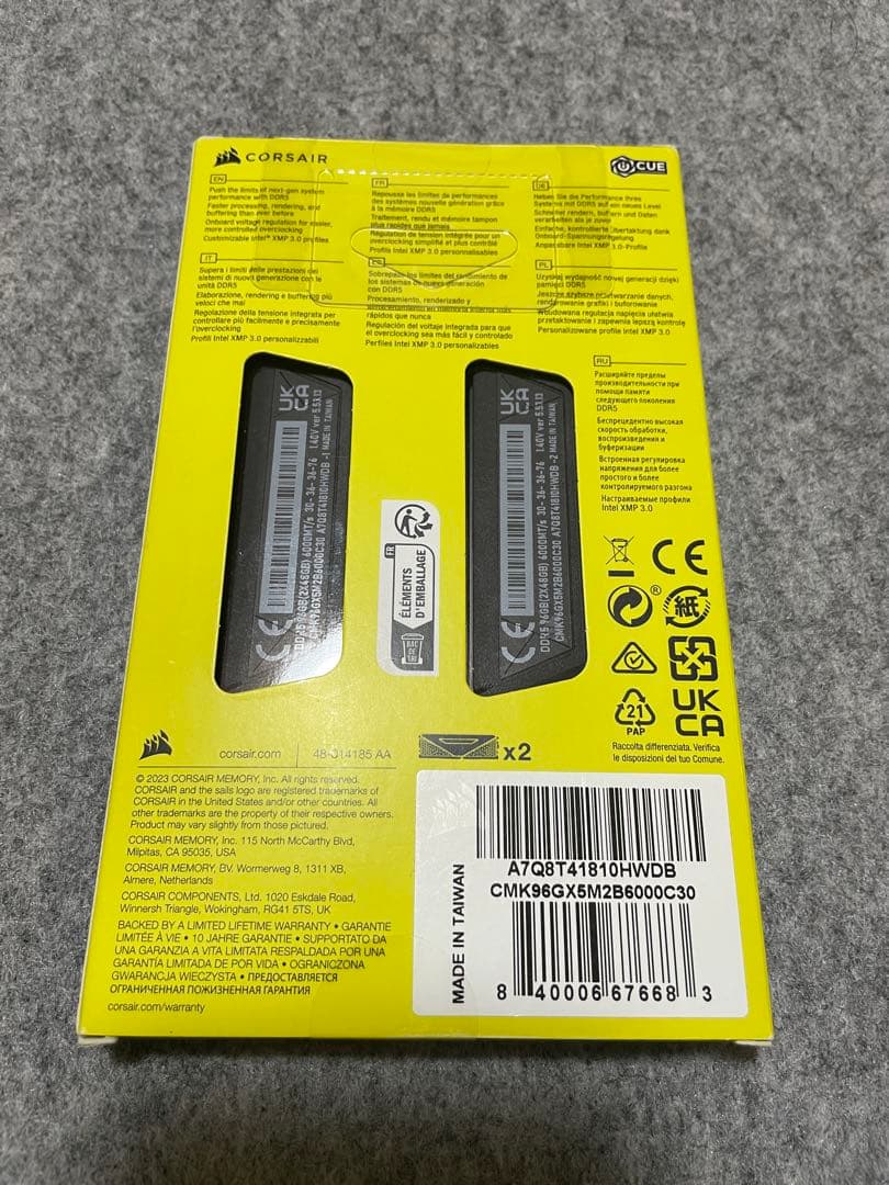 未開封 DDR5-6000 96GB CL30 CORSAIR