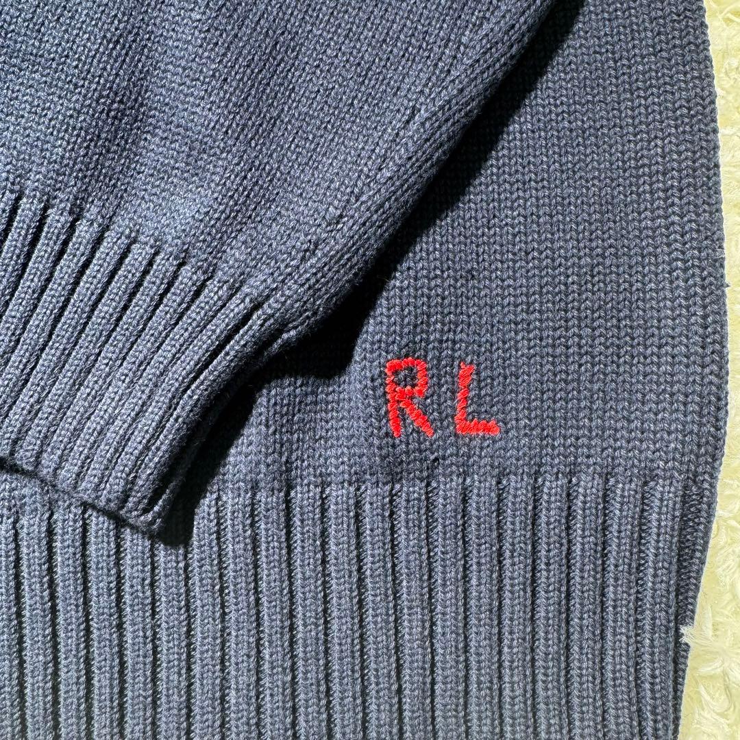 サイズL ポロベア ニット セーター ネイビー 国旗柄 メンズ レディース