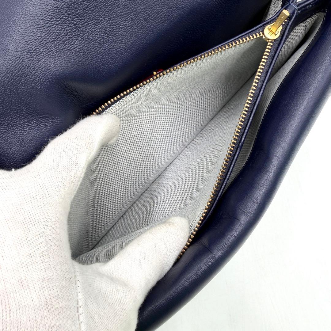 【美品】コーチ ショルダーバッグ タイムズスクエア タビー チェーン ネイビー