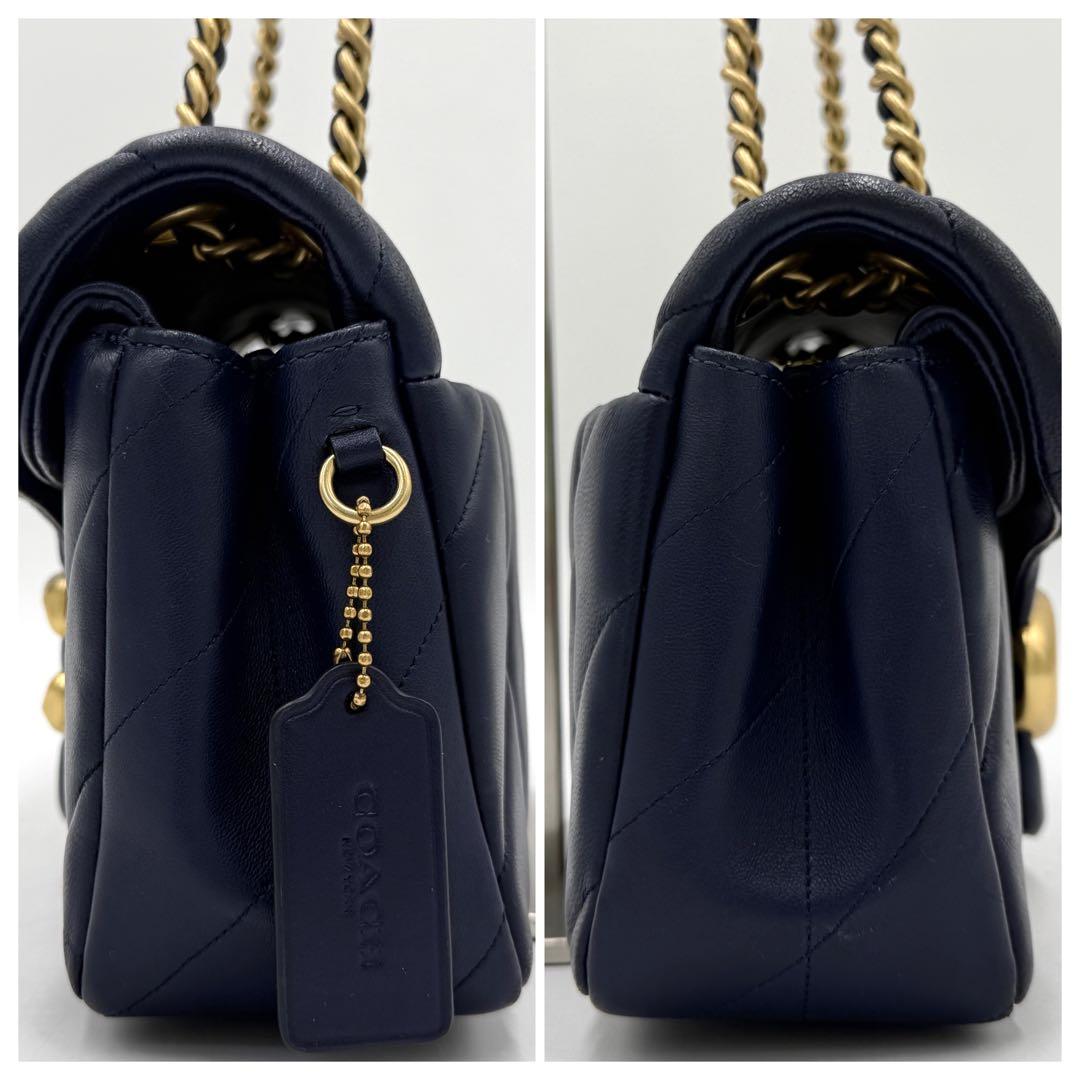 【美品】コーチ ショルダーバッグ タイムズスクエア タビー チェーン ネイビー