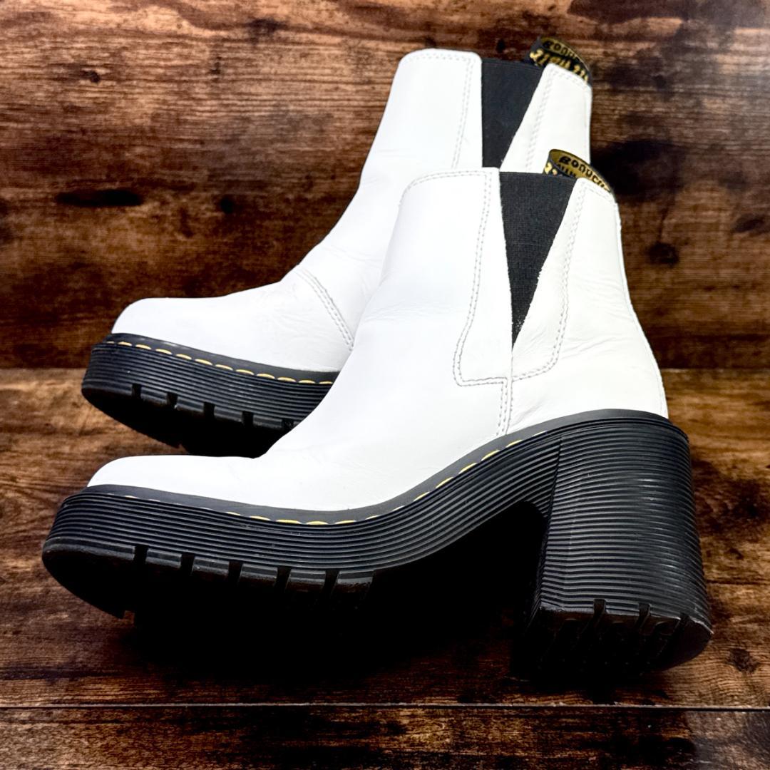☆即発 Dr.Martens ホワイトレザー チェルシーブーツ 厚底 サイドゴア