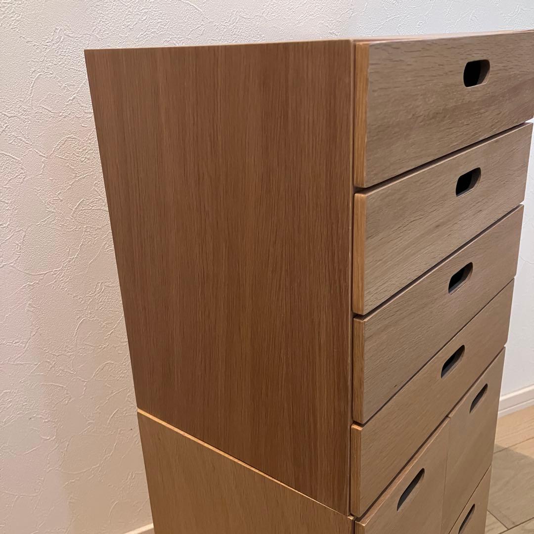 【MUJI 無印良品】 収納 2個セット スタッキングチェスト・引出し オーク
