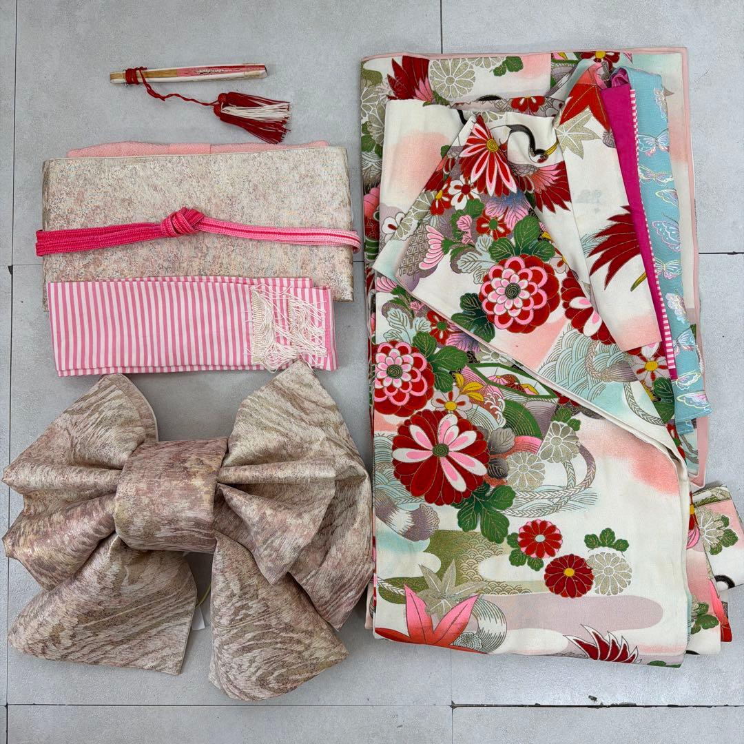 No.k005七五三 7歳 着物 フルセット レトロ柄