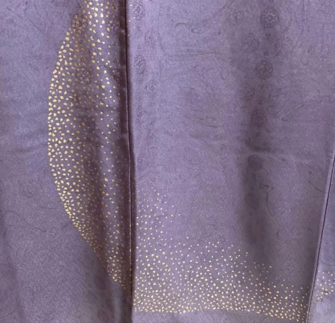 訪問着　地紋に墨流し染　桜花びら　月に金彩