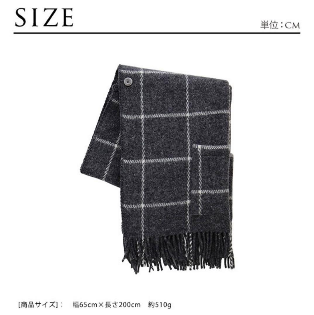 KLIPPAN グレー ウール チェック ブランケット ケープ クリッパン