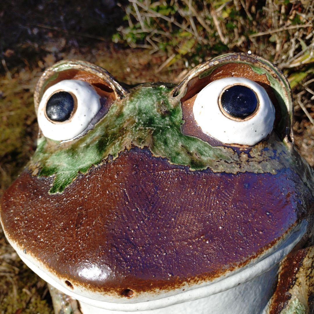 信楽焼　手作り立ち蛙(特大)52㌢