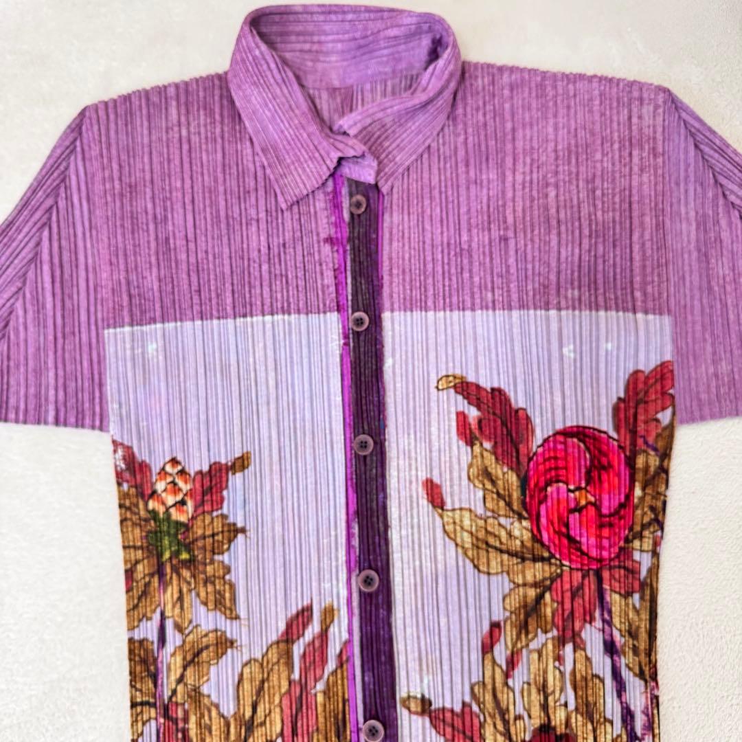 極美品✨PLEATS PLEASE プリーツ　花柄　シャツ　長袖　サイズ3