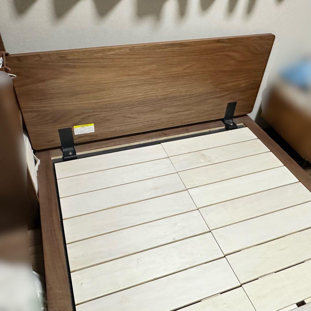 【Kazu】無印/セミダブル木製ベッドフレーム/ヘッドボード&スチール脚付