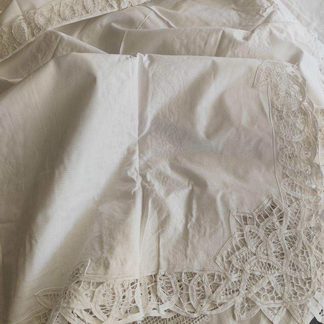 イギリスVintageバテンレース　タブカーテン　コットン　ペアカーテン　バラ可