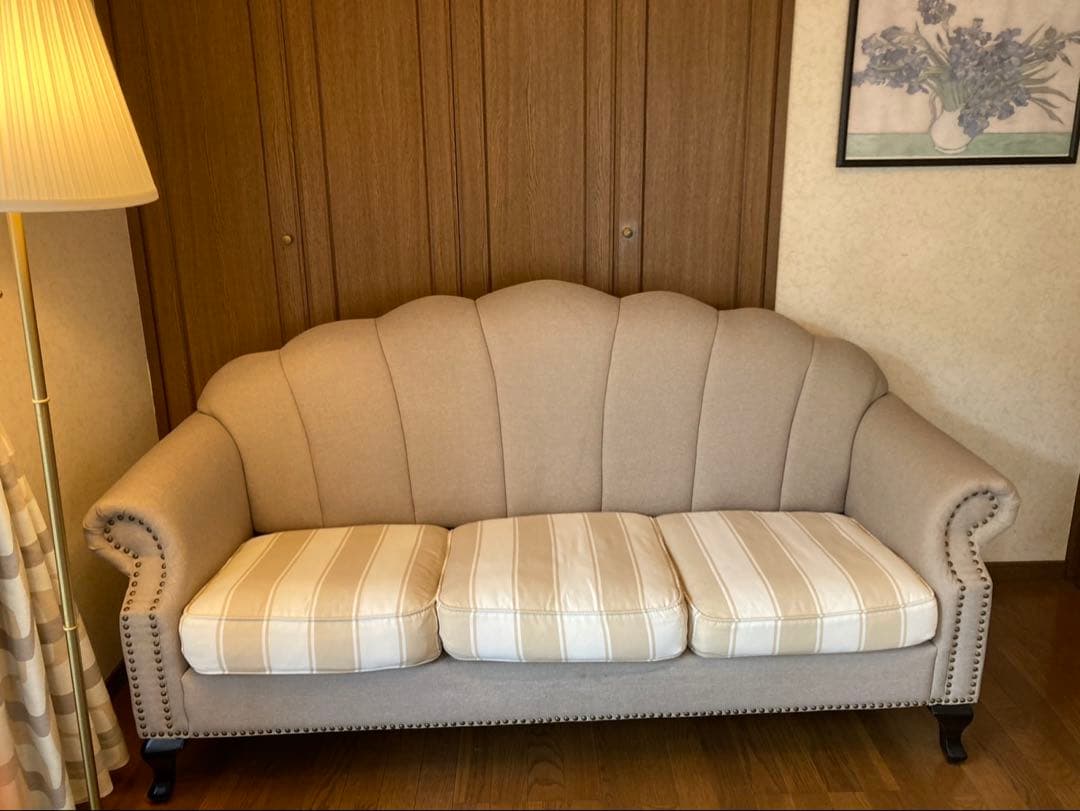 【美品】SHELLFA フレンチヨーロピアンソファー 3人掛け　引取り