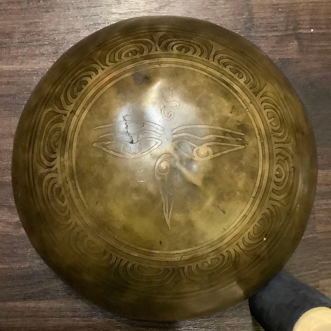 No32 チベット産 24.2cm チベタン シンギングボウル ヤントラ